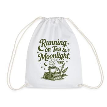 Running on Tea & Moonlight Spruch - Turnbeutel - Weiß - Vorne