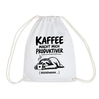 Lustiger Spruch Kaffee macht mich produktiver... - Turnbeutel - Weiß - Vorne