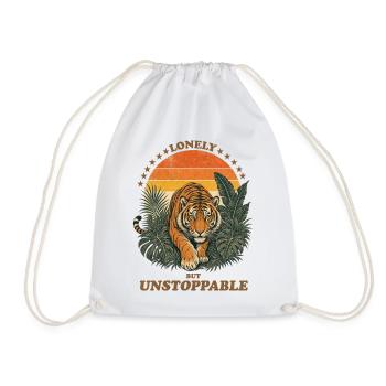 Lonely But Unstoppable - Retro Tiger - Turnbeutel - Weiß - Vorne