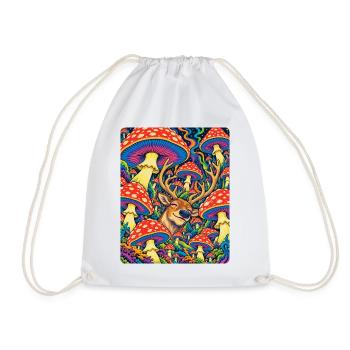Psychedelische Rentiere und Amanita - Turnbeutel - Weiß - Vorne
