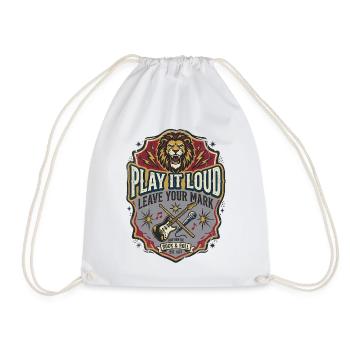 Rock And Roll Lew Music Retro-Gitarre - Turnbeutel - Weiß - Vorne