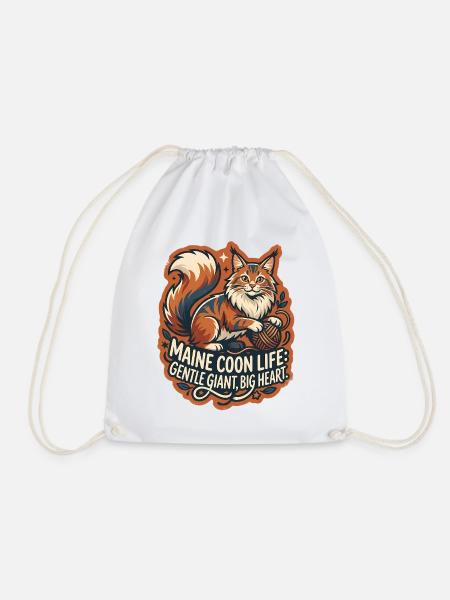 Maine Coon Cat Big Fluffy Yarn - Turnbeutel - Weiß