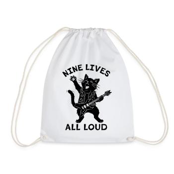 Nine Lives All Loud – Cat-Rock-Gitarre - Turnbeutel - Weiß - Vorne