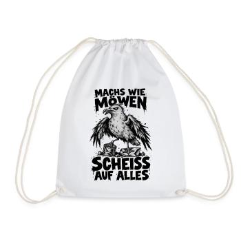 Möwe Punk Spruch Scheiss auf alles Küstenhumor - Turnbeutel - Weiß - Vorne