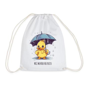 Nice Weather for Ducks – Lustige Regen-Ente - Turnbeutel - Weiß - Vorne