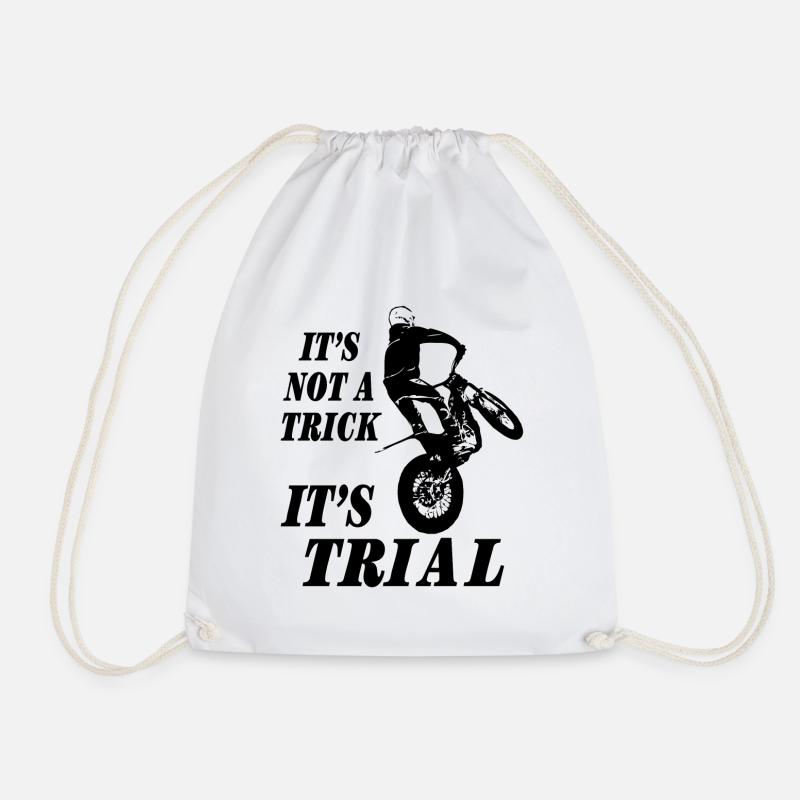 Trial - Trialsport - Moto Trial - Motorcycle Trial - Drawstring Bag - white