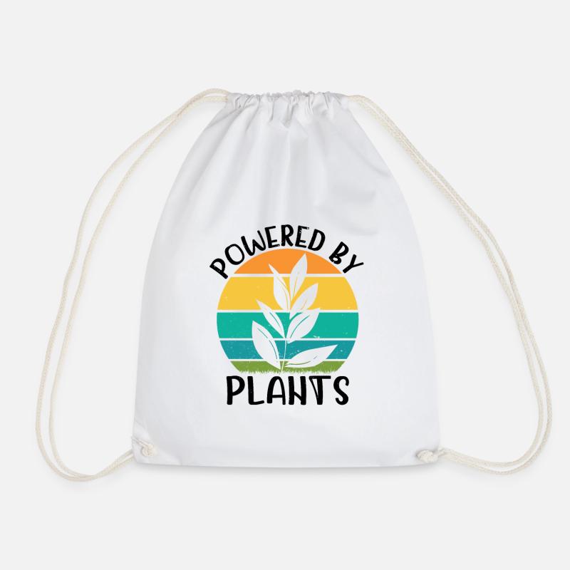 Powered by plants Vegan Vegan Vegan - Drawstring Bag - white