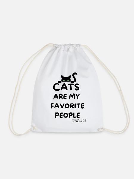 Cats are my favorite people - Katzen > Menschen - Turnbeutel - Weiß