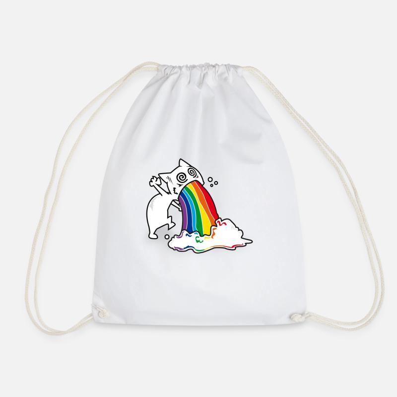 Regenbogenkotze Katze - Turnbeutel - Weiß