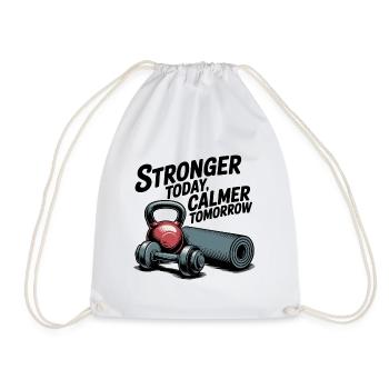 Stronger Today, Calmer Tomorrow – Fit & Zen - Drawstring Bag - white - Front