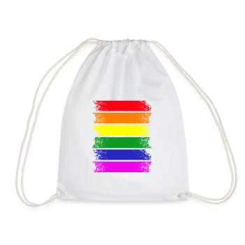 Rainbow Stripes Across - Drawstring Bag - white - Front