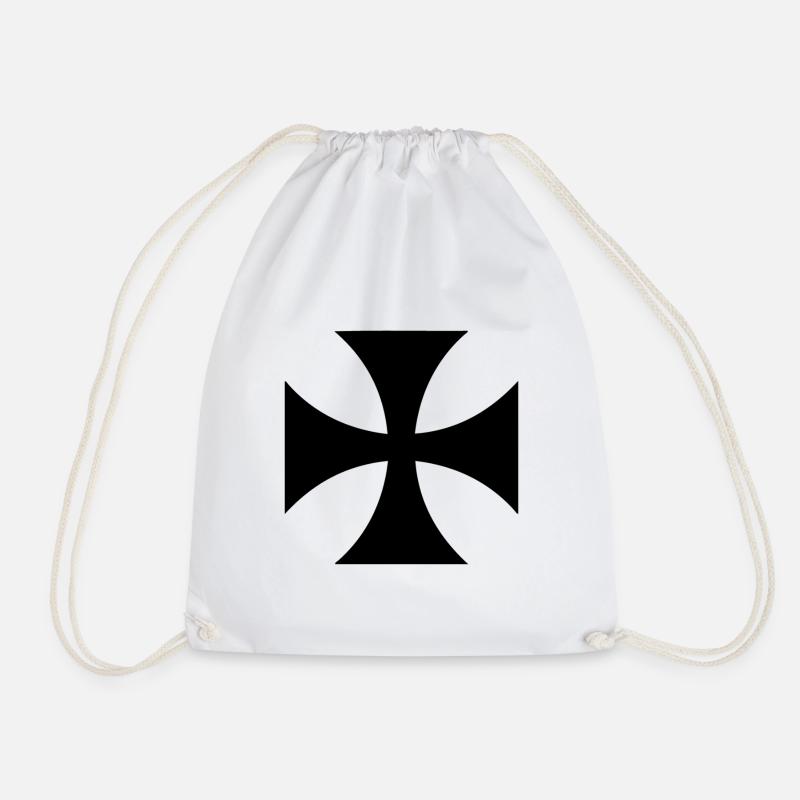 Schwarzes Templerkreuz - Turnbeutel - Weiß