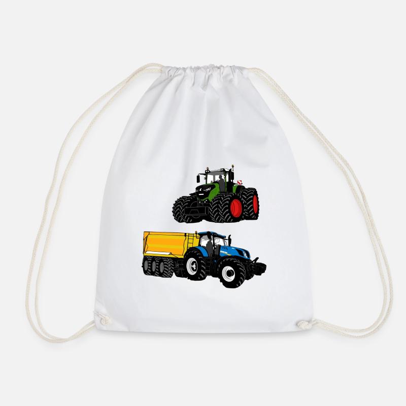 Tractor - Tractor - Farmer - Farmer - Drawstring Bag - white