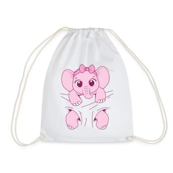 Babyelefant tragen Elefantenbaby rosa Baby Elefant - Turnbeutel - Weiß - Vorne
