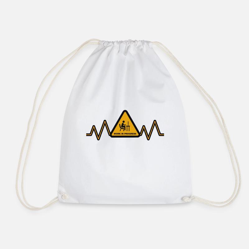 Heartbeat Work - Drawstring Bag - white