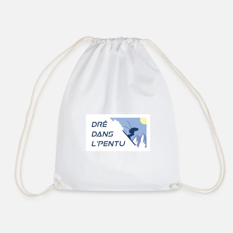 Dré Dans L'Pentu - Right on the slope - Drawstring Bag - white