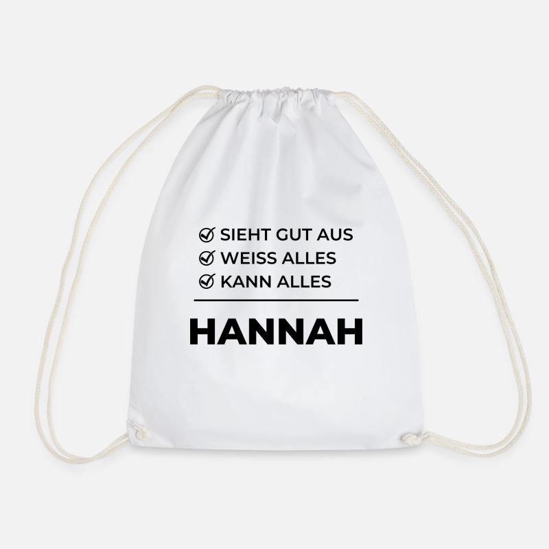 Hannah Geschenk Lustiger Spruch Sieht Gut Aus - Turnbeutel - Weiß