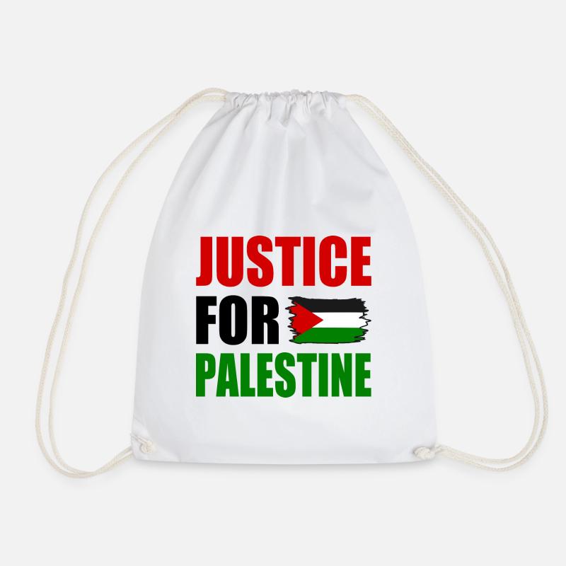 justice for palestine - Drawstring Bag - white