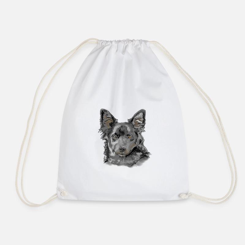 Australian Shepherd - Drawstring Bag - white