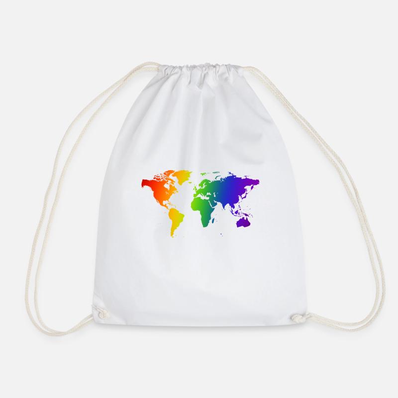 PRIDE WORLD MAP - Drawstring Bag - white