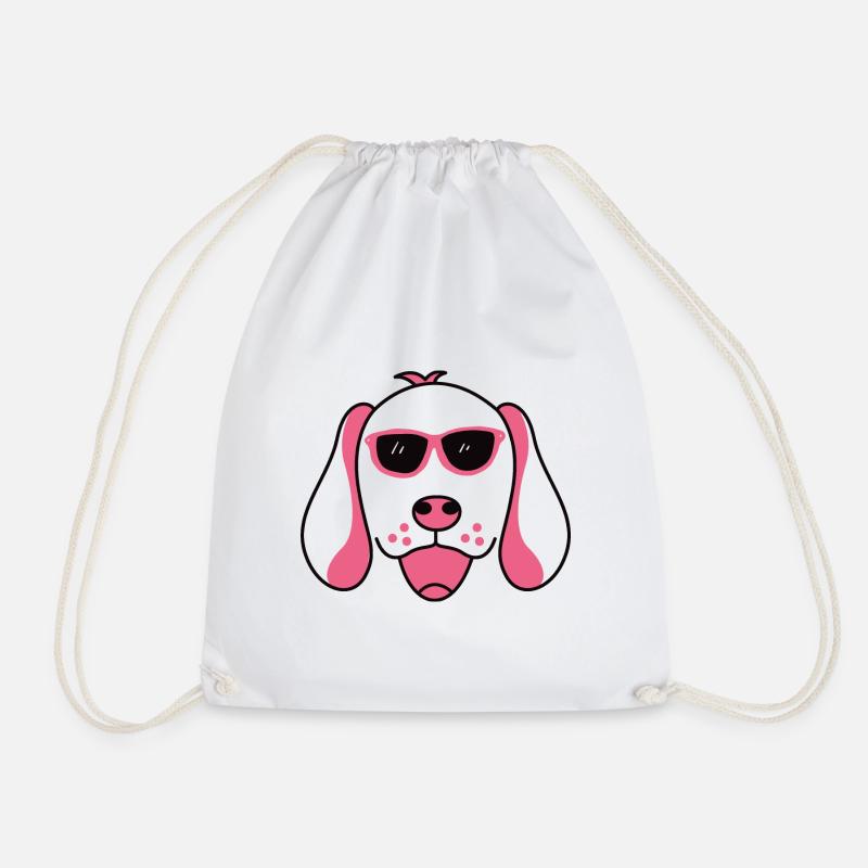 Ein lustiger Hund mit der rosa roten Brille Hunde - Turnbeutel - Weiß