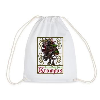 Krampus Perchten T-Shirt Brauch Rute Pass Hörner - Turnbeutel - Weiß - Vorne
