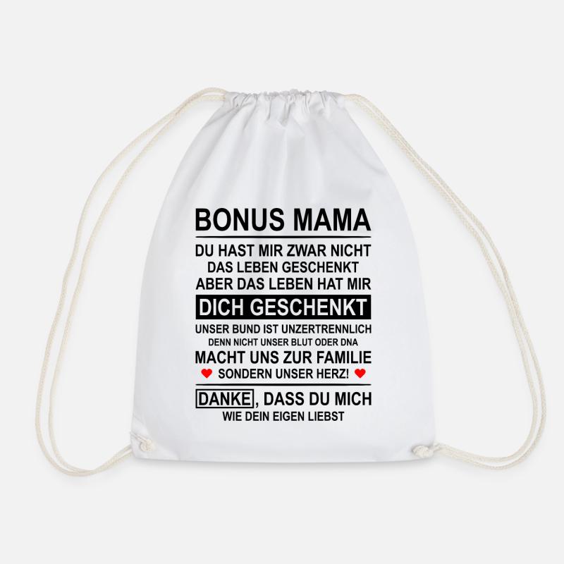 Bonus Mama Danke Stiefmutter - Turnbeutel - Weiß
