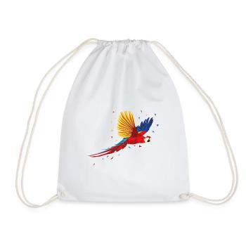 Parrot geometric bird pet hipster modern - Drawstring Bag - white - Front