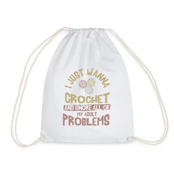 Crochet is LIFE - Drawstring Bag - white - Front