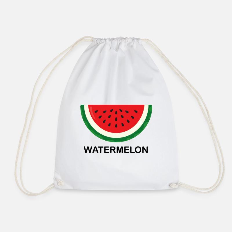 Wassermelone, Wassermelone mit schwarzer Schrift - Turnbeutel - Weiß