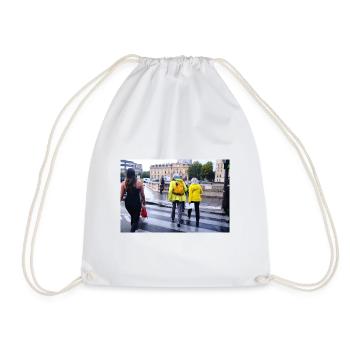 Foto eines Paares in gelbem Kway in Paris - Turnbeutel - Weiß - Vorne