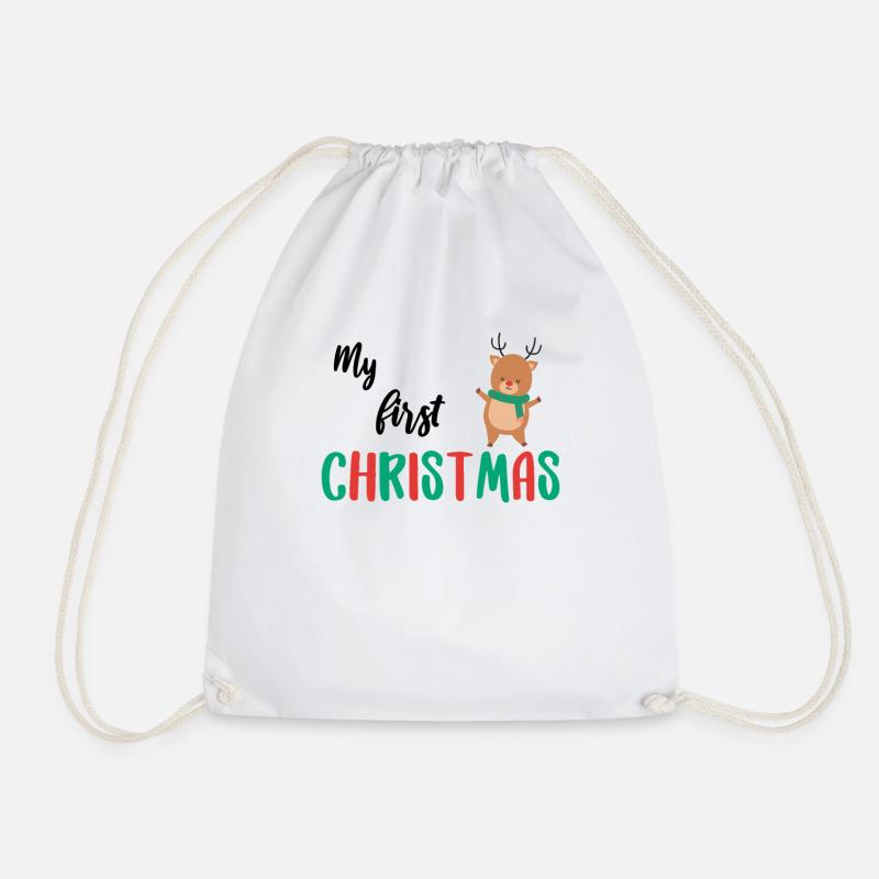 First Christmas first christmas baby cute - Drawstring Bag - white