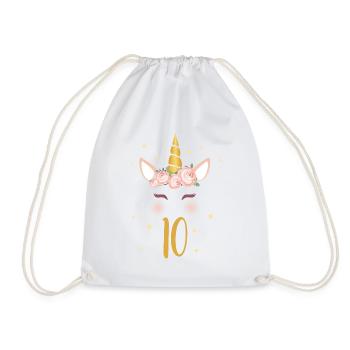 Birthday Shirt 10th Birthday Unicorn Gift - Drawstring Bag - white - Front