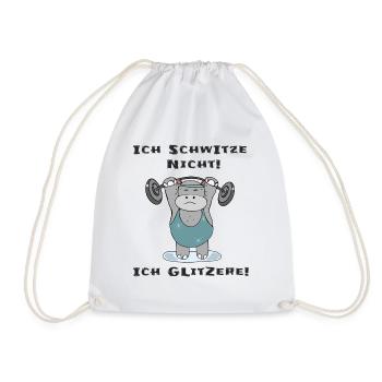 Ich schwitze nicht ich glitzere Dickes Nilpferd - Turnbeutel - Weiß - Vorne