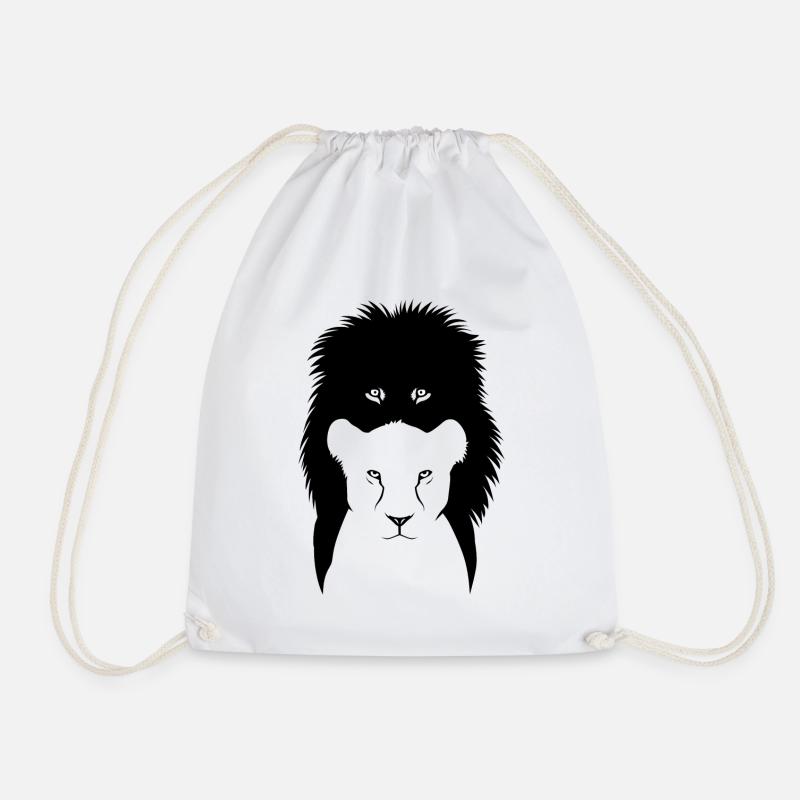 Lion pair - Drawstring Bag - white