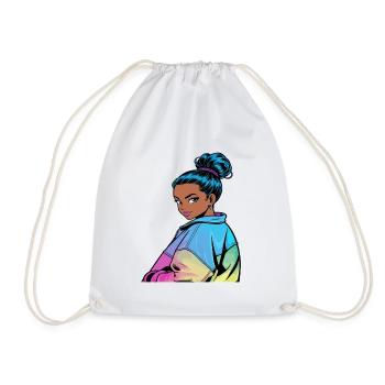 Anime Woman - Drawstring Bag - white - Front