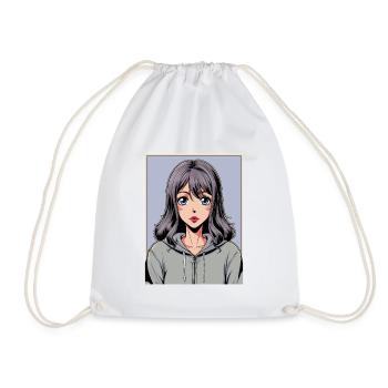 Anime Woman - Drawstring Bag - white - Front