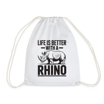 Rhinoceros - Drawstring Bag - white - Front