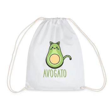 Cute Funny Avocado Cat Kawaii Avogato Cinco De - Drawstring Bag - white - Front