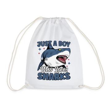 Just A Boy Who Loves Sharks Ocean Life Cool Shark - Drawstring Bag - white - Front