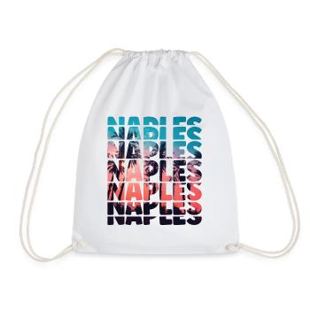 Naples Beach Vacation Florida Ocean Palm Tree - Drawstring Bag - white - Front