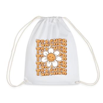 Groovy Retro Kindergarten Teacher Cute Flower - Drawstring Bag - white - Front