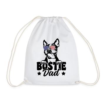 Bostie Dad Patriotic Boston Terrier Dog Lover 4th - Drawstring Bag - white - Front