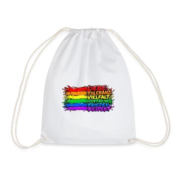 Regenbogenfrieden Liebe Vielfalt - Turnbeutel - Weiß - Vorne