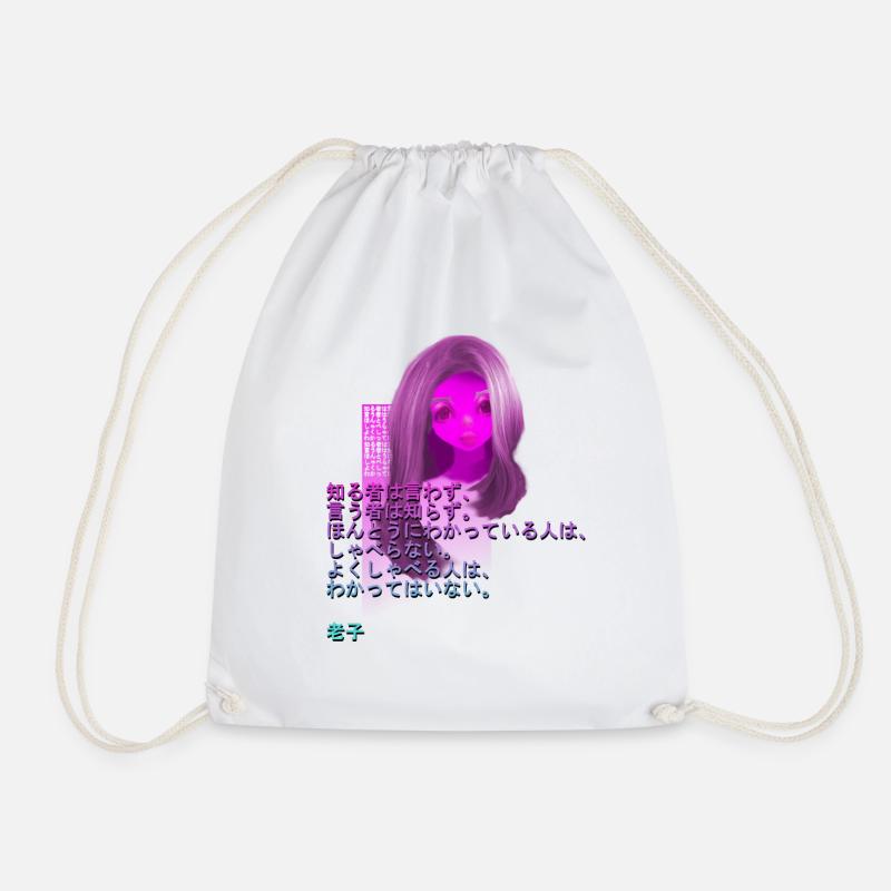 mangaGirltypo1 - Drawstring Bag - white