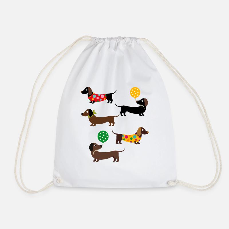 Summer Dachshund - Drawstring Bag - white