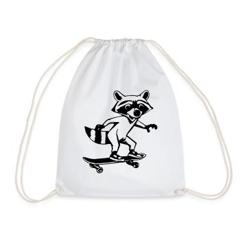 Raccoon Skateboard Drôle d’idée cadeau - Sac de sport léger - blanc - Devant