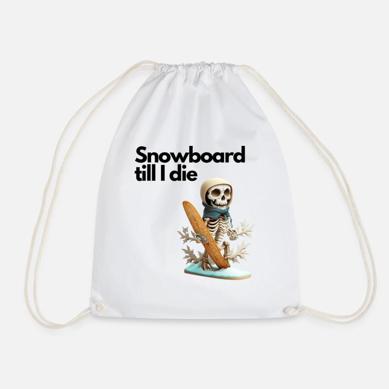Snowboard till the end - Drawstring Bag - white