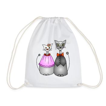 Katzen - Turnbeutel - Weiß - Vorne