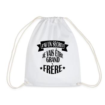 J AI UN SECRET GRAND FRERE fier : annonce bébé - Sac de sport léger - blanc - Devant